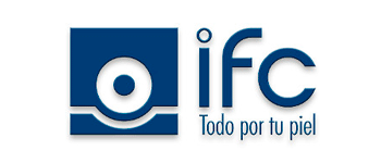 A blue and white logo for ifc todo por tu piel
