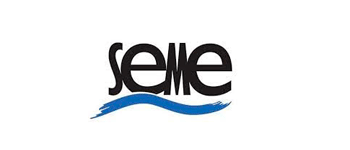 Un logotipo para una empresa llamada Seine con una ola azul sobre un fondo blanco.