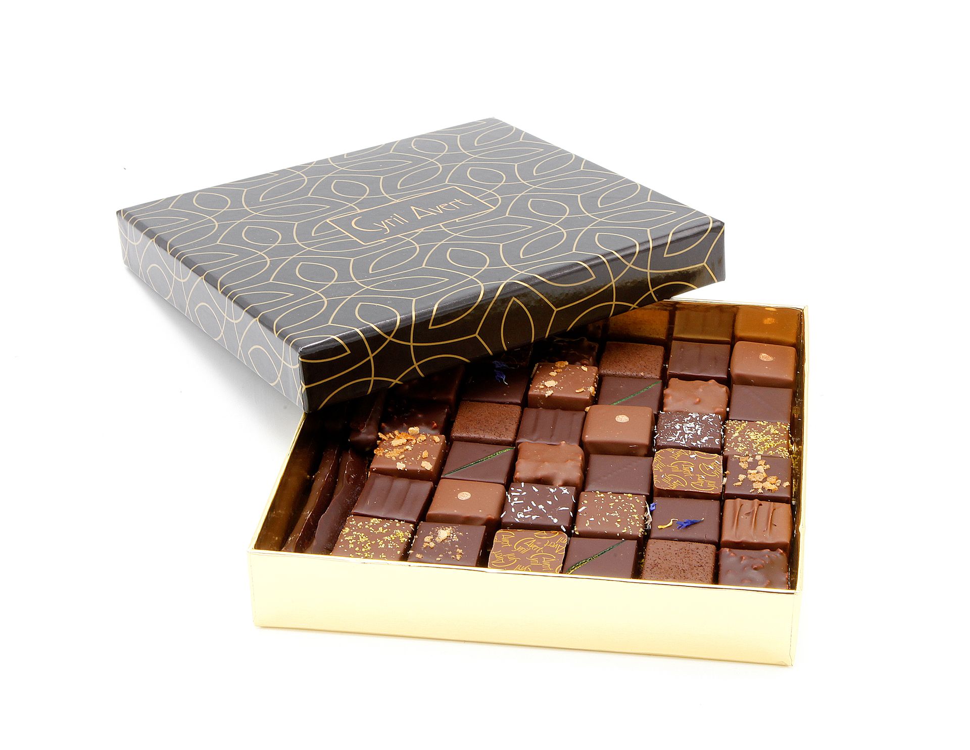 Une boîte d'assortiments de chocolats.