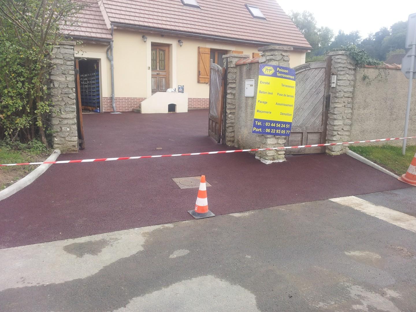 Poisson Terrassement - enrobé pour accés garage - Senlis