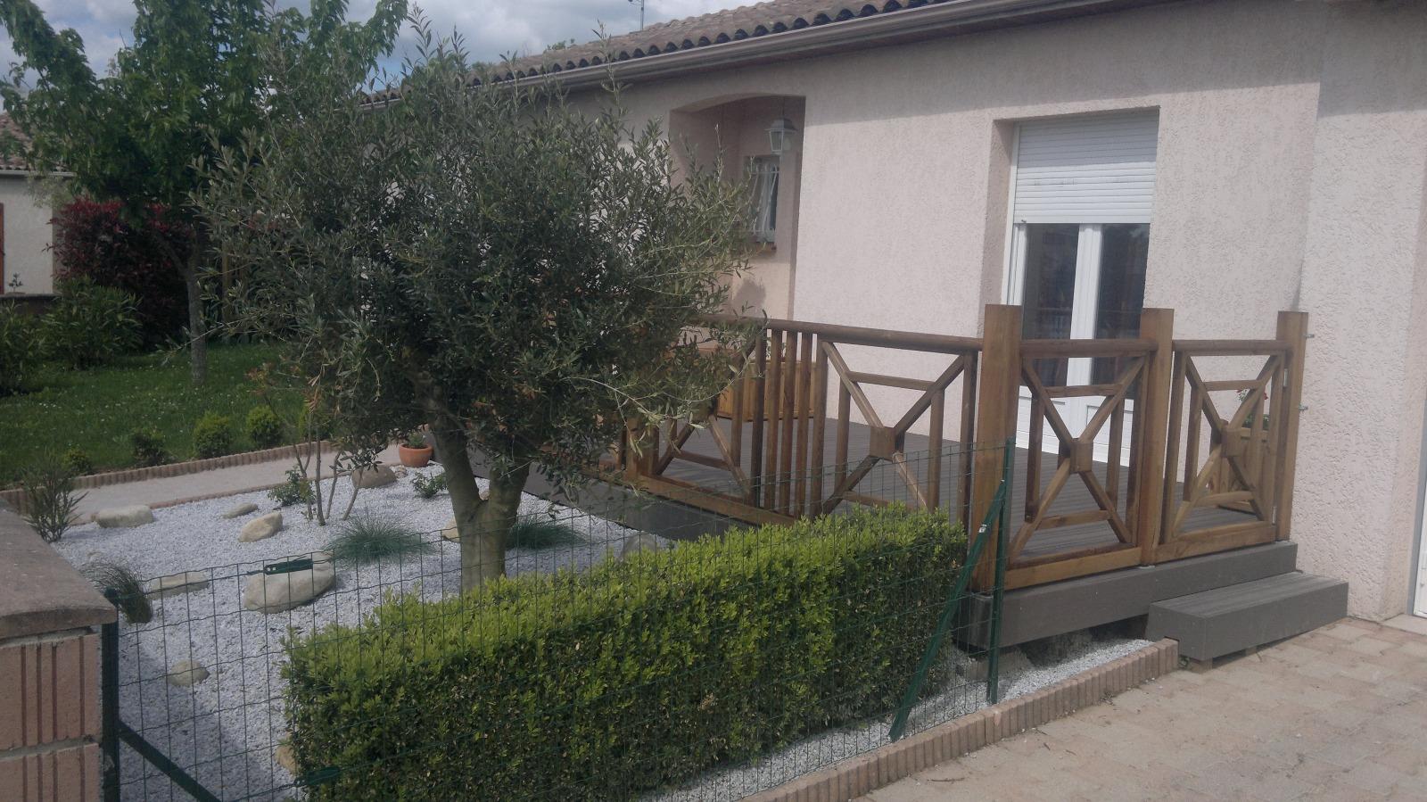 terrasse et plantation d'olivier marssac