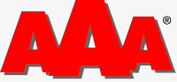 Punainen AAA-logo harmaalla varjolla ja rekisteröidyn tavaramerkin symbolilla.
