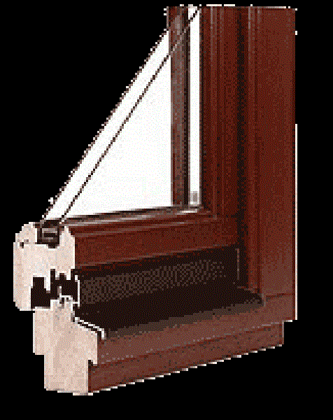 Eine Nahaufnahme eines Holzfensters auf schwarzem Hintergrund