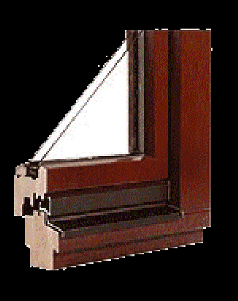 Eine Nahaufnahme eines Holzfensters auf schwarzem Hintergrund