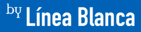 Un cartel azul que dice por linea blanca en letras blancas
