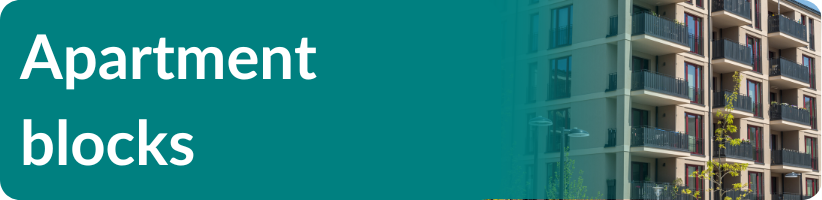 A building with the words apartment blocks on it