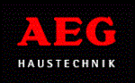 AEG Haustechnik steht in rot auf schwarzem Hintergrund
