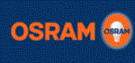 Ein Logo für Osram mit einer Glühbirne in der Mitte