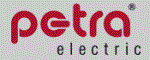 Petra Electric-Logo in Rot auf weißem Hintergrund
