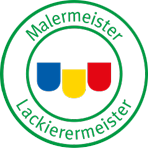 Ein grün-weißer Kreis mit den Worten „Malermeister, Lackiermeister“ darin.