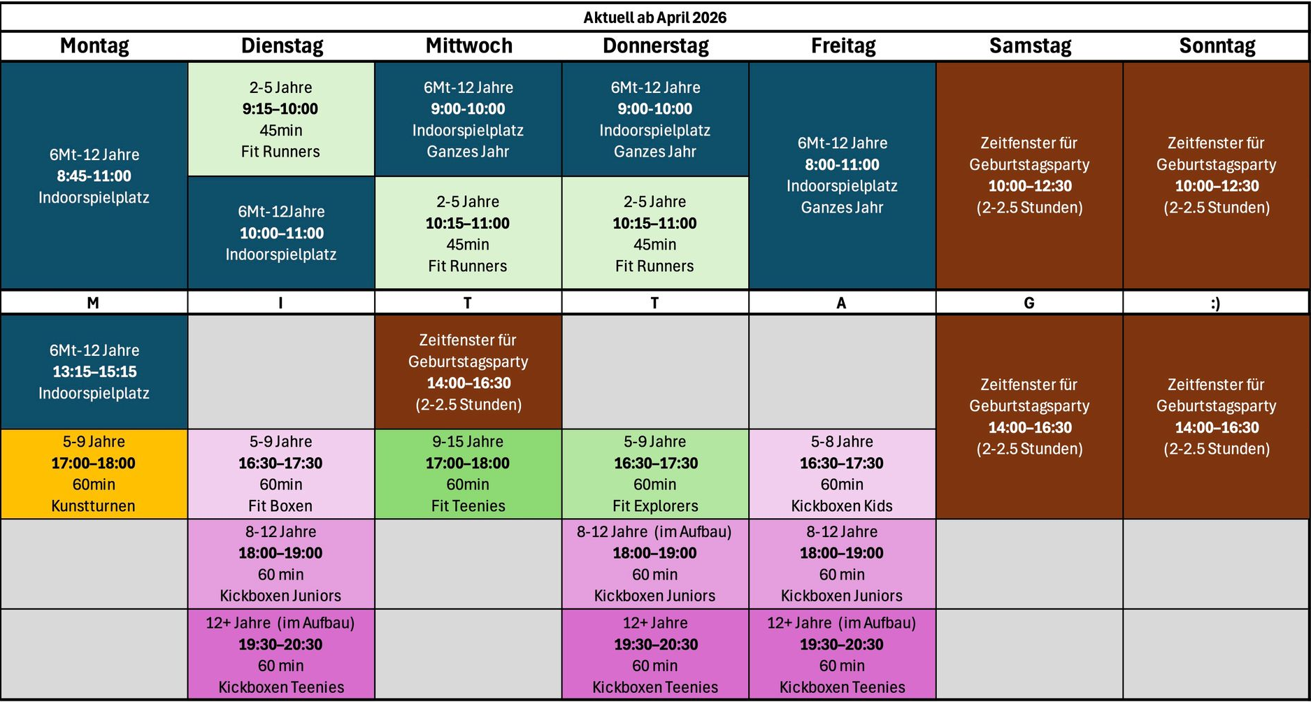 Stundenplan kinderfit