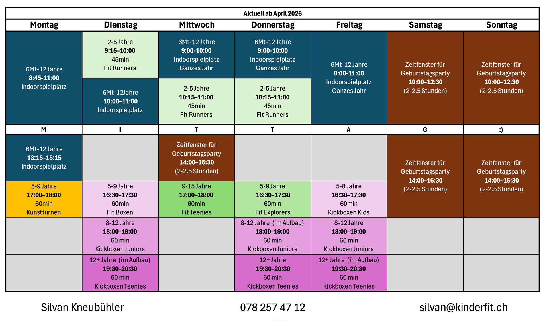 Stundenplan kinderfit
