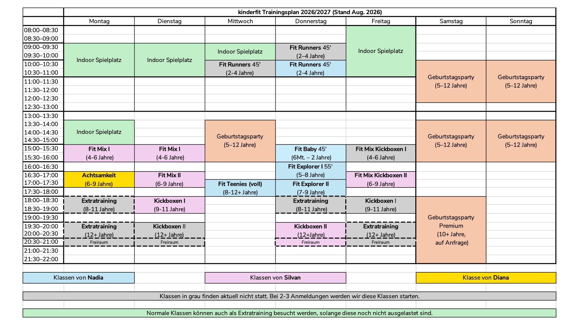 Stundenplan kinderfit