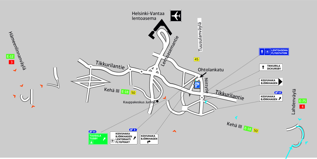 Kartta Lentoparkkiin