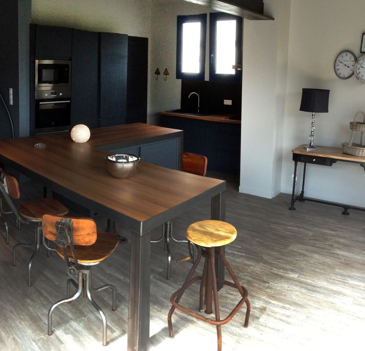 Cuisine - Portes 3 plis épicéa laquées gris mat - Paimpol