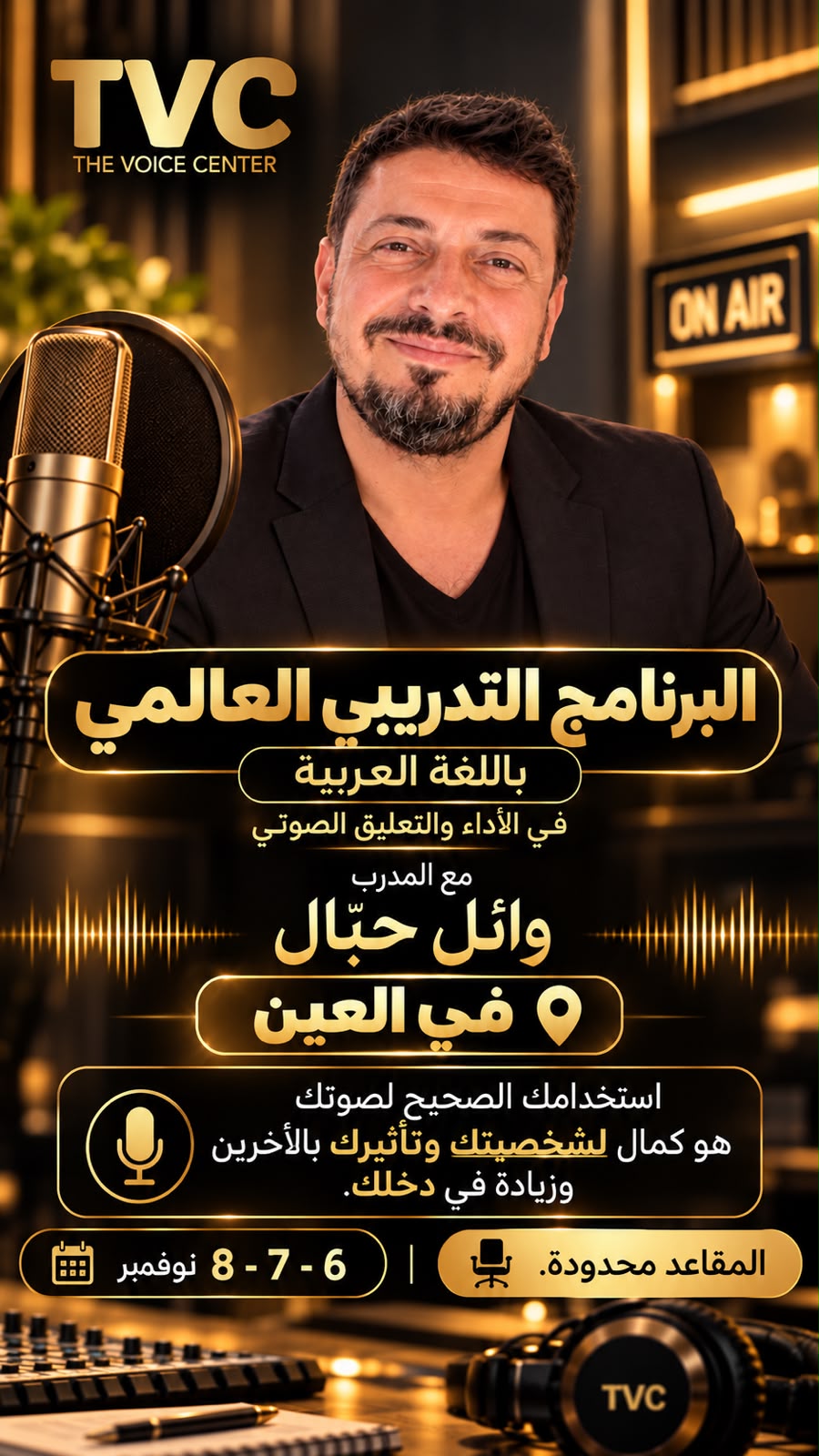 بوستر دورة التعليق الصوتي دبي - The Voice Center