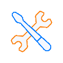 Picto animé de deux outils qui représente les services de plomberie