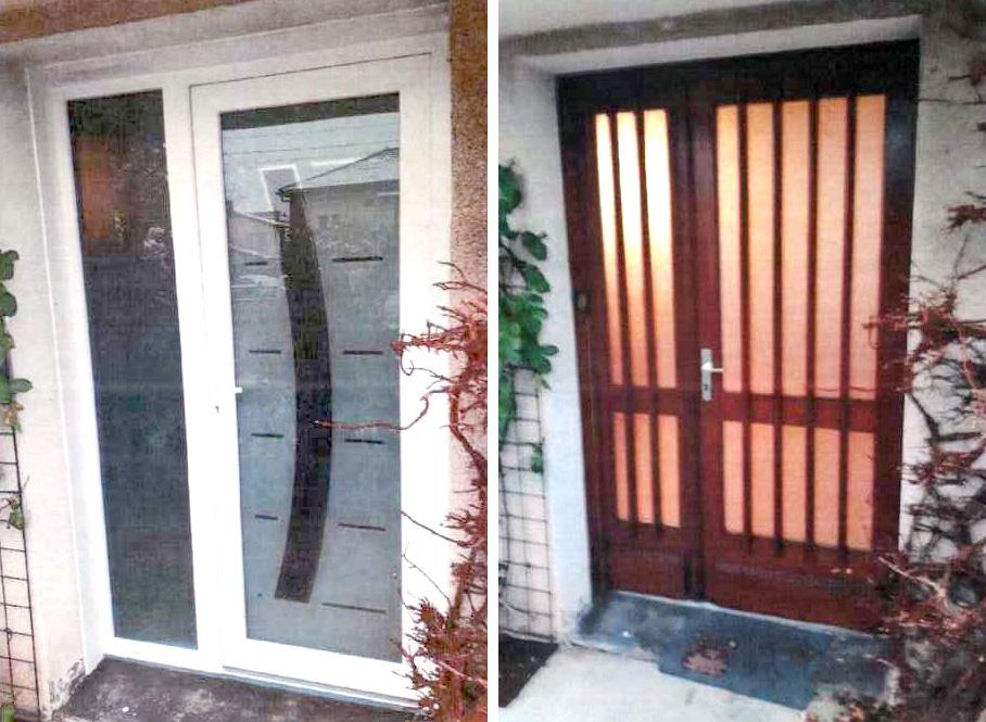 Pose de portes d'entrée vitrées