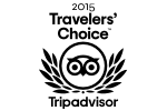 Een zwart-wit logo voor Travellers Choice Tripadvisor.