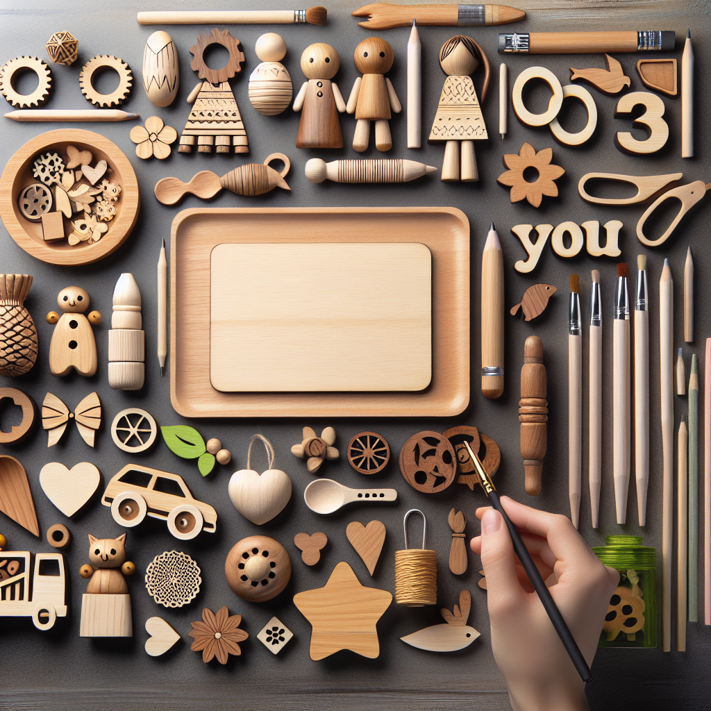 Realistic stock image of personalized wooden crafts