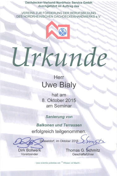 Urkunde Witzger Bedachungen GmbH