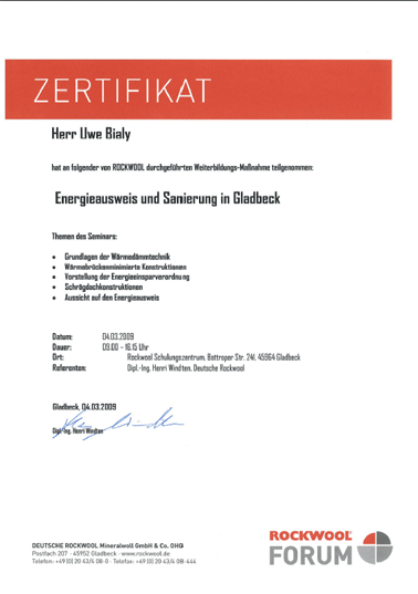 Zertifikat Witzger Bedachungen GmbH