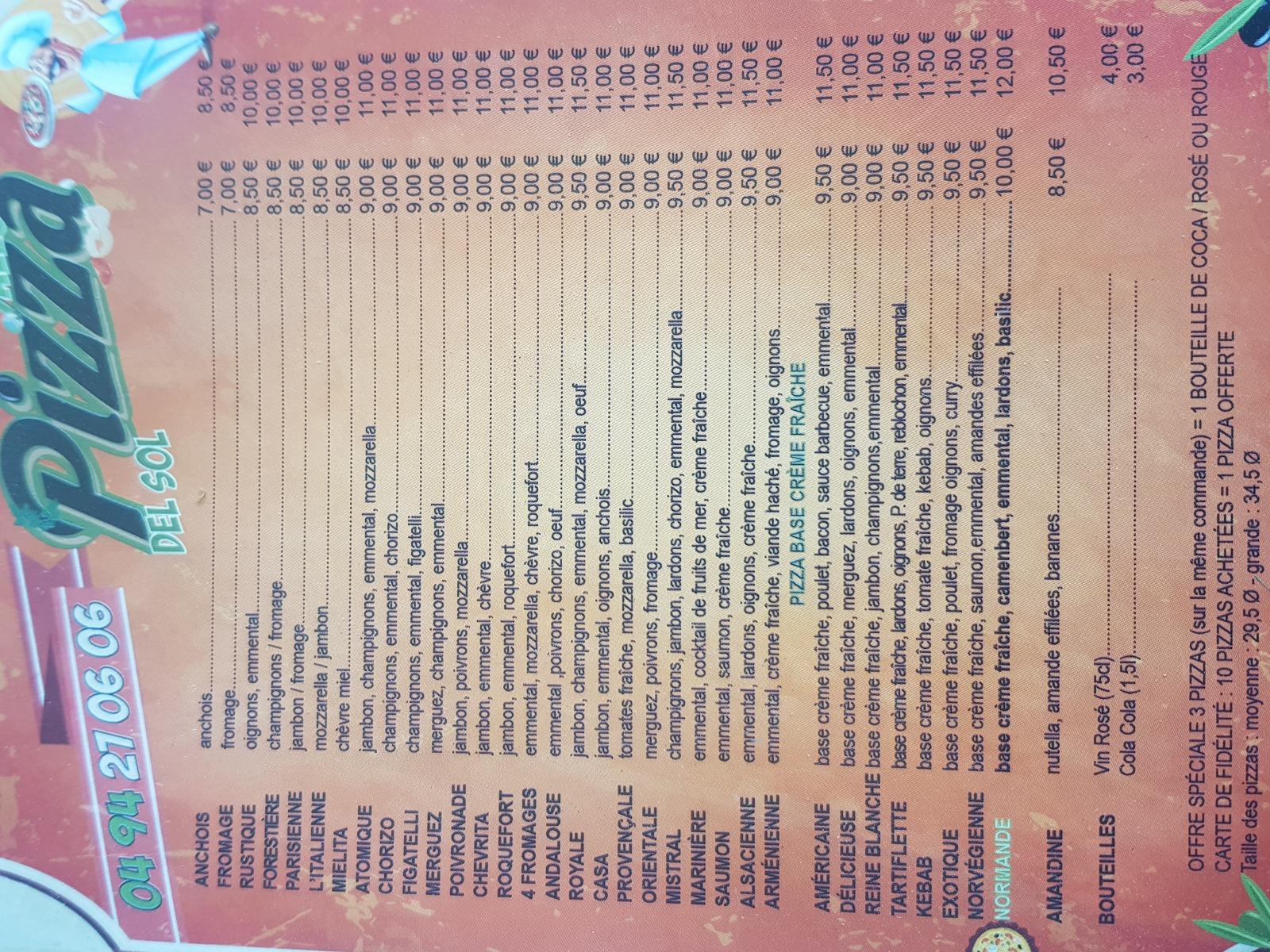 Allo Pizza A Toulon Carte Menu Et Photo