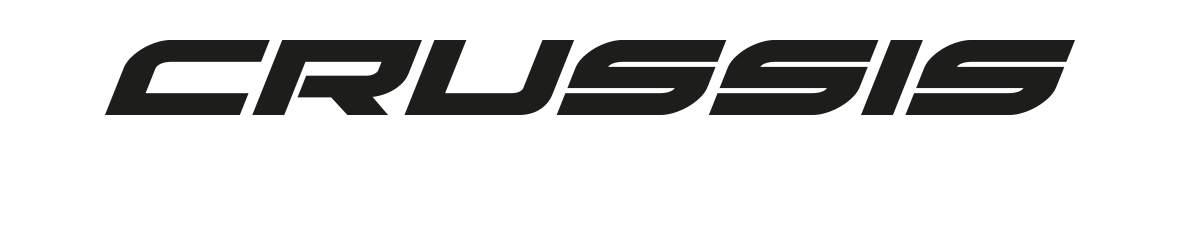 Logo mit dem Wort „CRUSSIS“ in einer schwarzen, fetten, serifenlosen Schriftart.