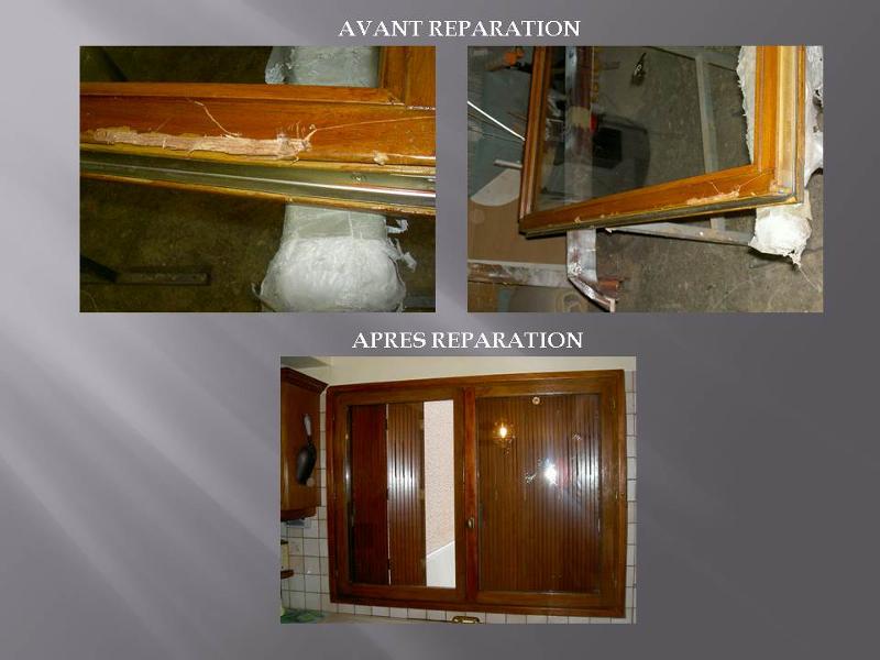 Réparation d'une fenêtre endommagée.