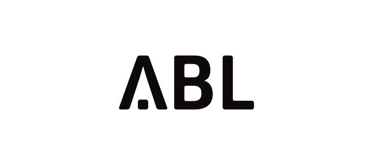 ABL-Logo. Der Buchstabe A hat einen Punkt in der Mitte. Die Buchstaben sind schwarz auf weißem Hintergrund.