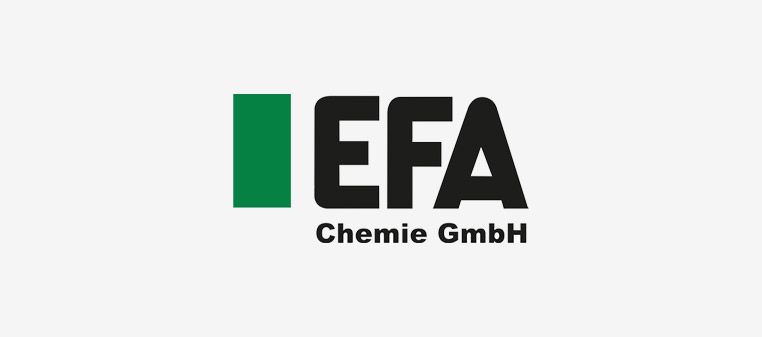 Logo der EFA Chemie GmbH, bestehend aus einem grünen Rechteck und schwarzem Text auf hellem Hintergrund.