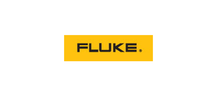 Fluke-Logo: schwarzer Text „FLUKE.“ innerhalb eines gelben Rechtecks.