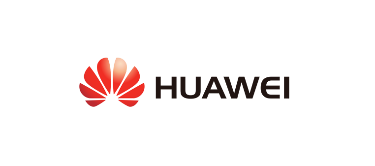 Huawei-Logo: Rote stilisierte Blume neben dem Wort „HUAWEI“ in schwarzer Schrift.