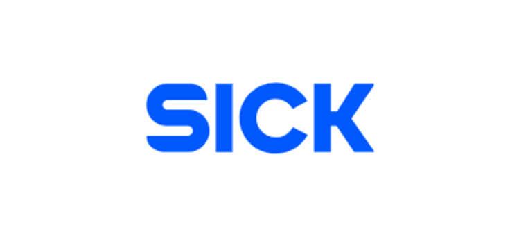 Blaues „SICK“-Logo auf weißem Hintergrund.