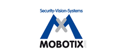 Logo für Sicherheitssichtsysteme von „Mobotix“: blaues „M“ und graues „X“ über Text.