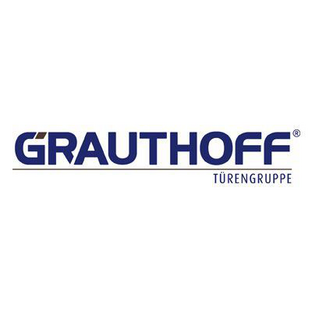 Logo der Grauthoff Türengruppe: dunkelblauer Text auf weißem Hintergrund. „GRAUTHOFF“ über „TÜRENGRUPPE“.
