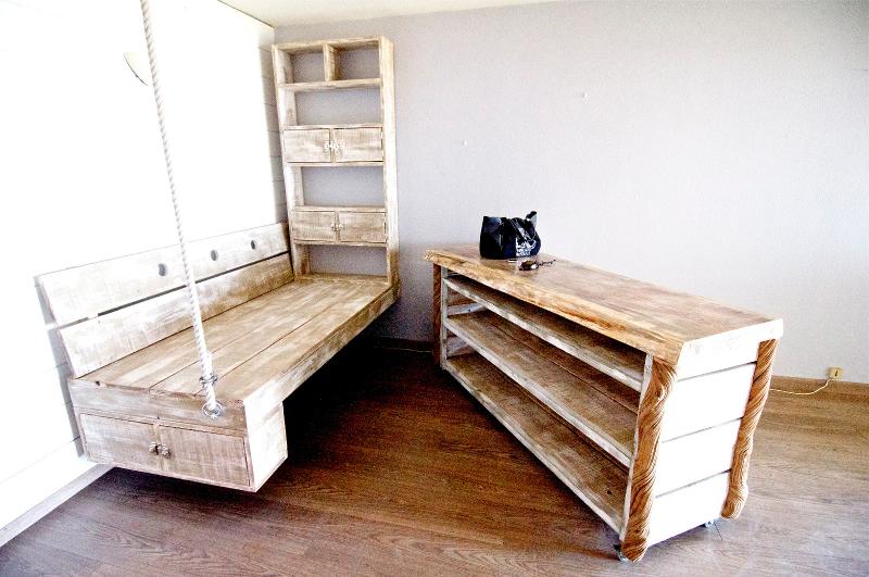 CANAPÉ ET BAR , BOIS RECYCLÉ LIGNE BOIS 974