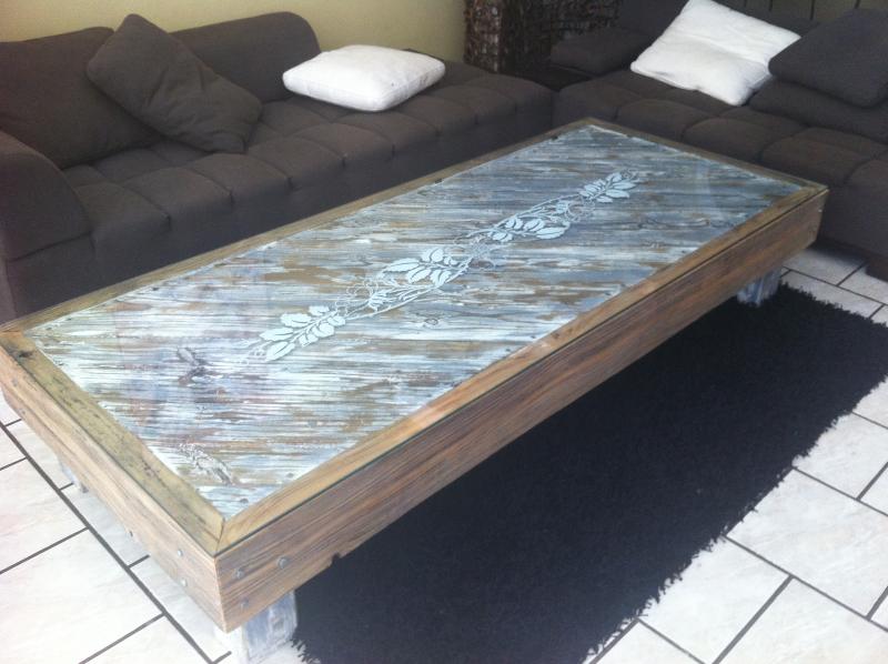 TABLE SALON RECYCLÉ LIGNE BOIS 974