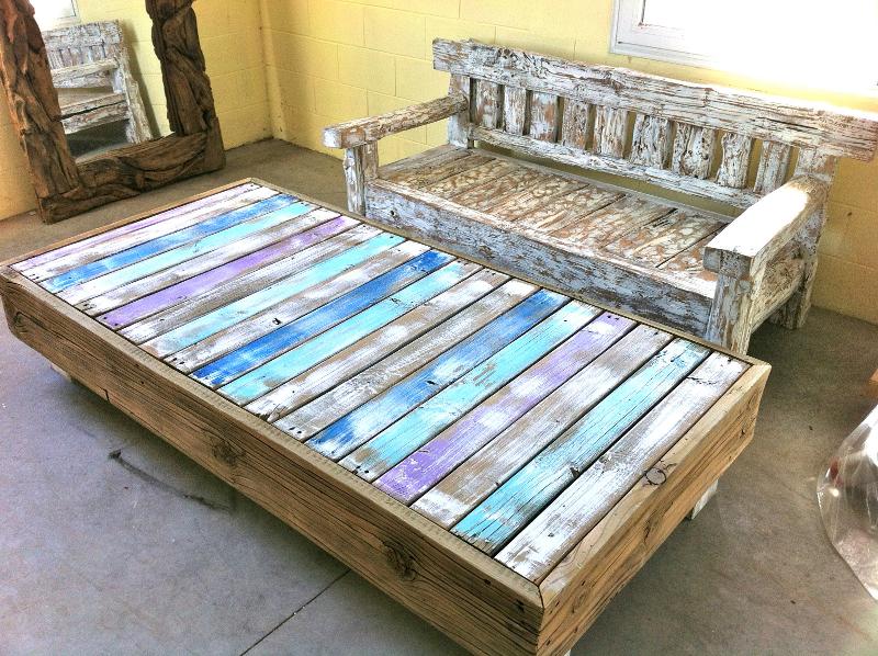 TABLE SALON BOIS RECYCLÉ LIGNE BOIS 974