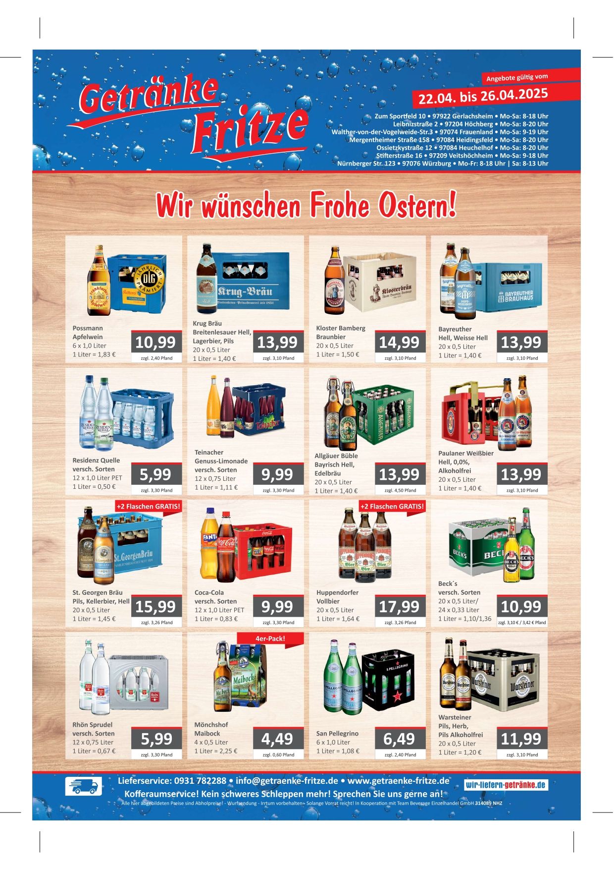 Bittenfelder Fruchtsäfte Petershans Gmbh & Co Kg Getränkevertrieb Wein, Bier | Würzburg | Getränke Fritze GmbH & Co. KG