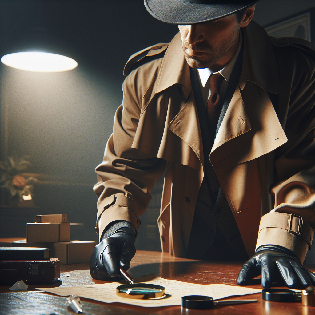 Realistic stock image of a detective investigating.