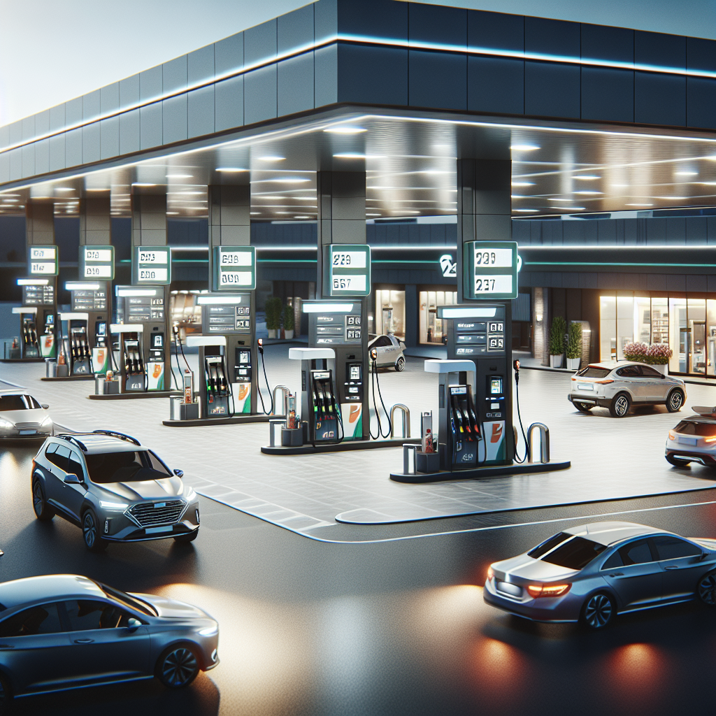 Modern gas station with cars refueling