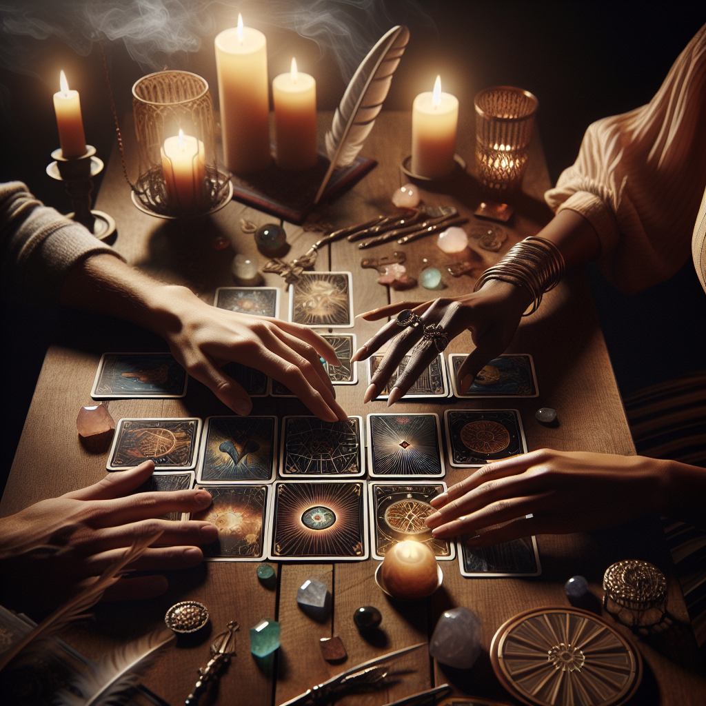 Realistic stock image of tarot card reading.