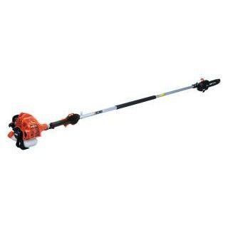 Élagueuse orange et noire sur fond blanc.