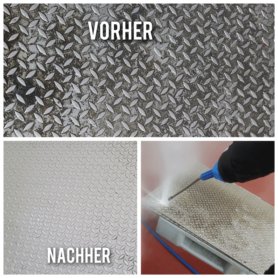 Ein Vorher-Nachher-Bild einer Diamantplatte