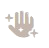 Mano con estrella en el centro y destellos, indicando limpieza.