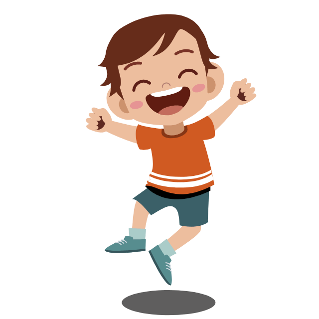 Ein glückliches Kind springt mit erhobenen Armen.