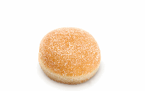 Um close de um donut em um fundo branco.