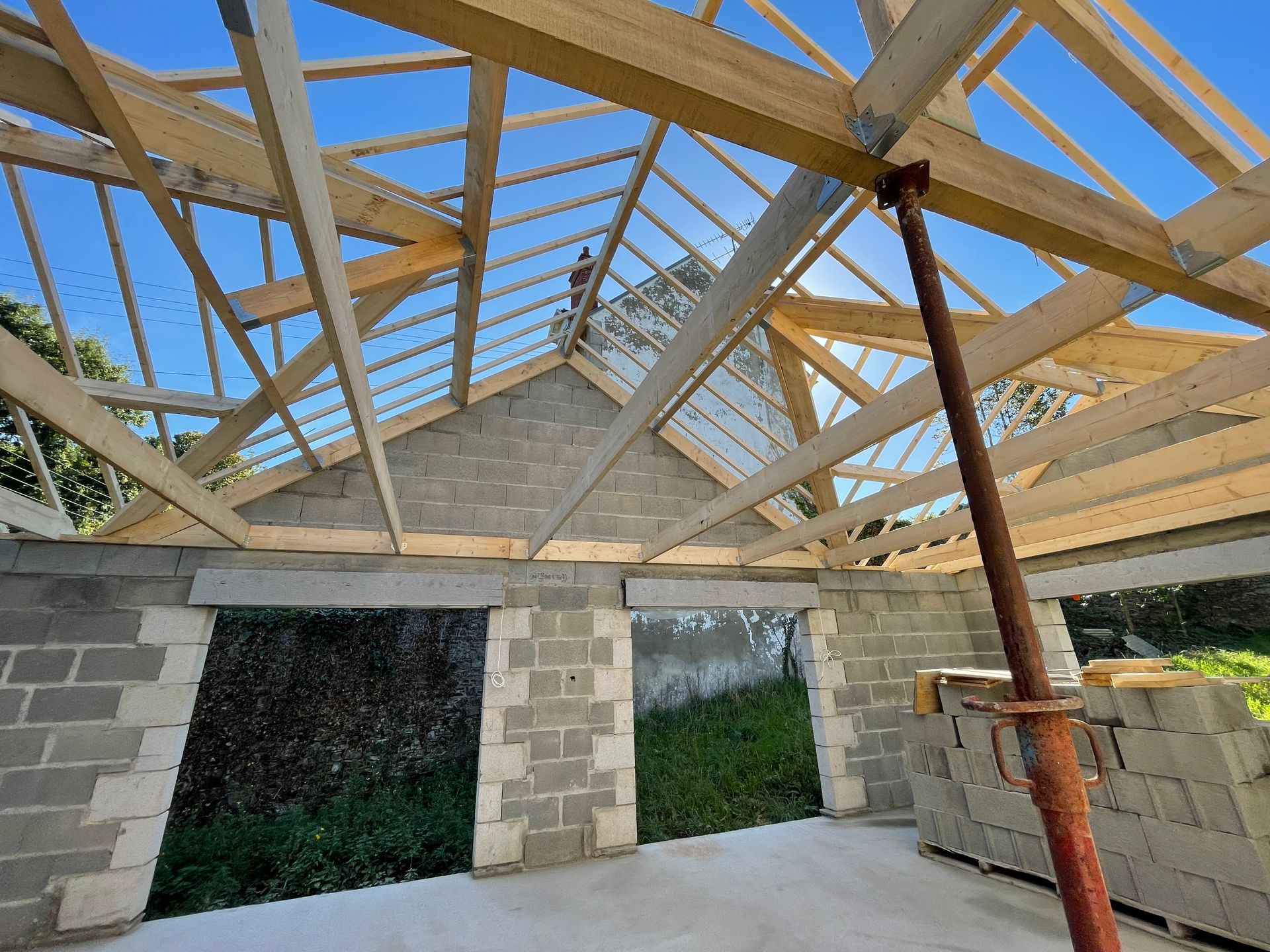 Charpente en pleine construction