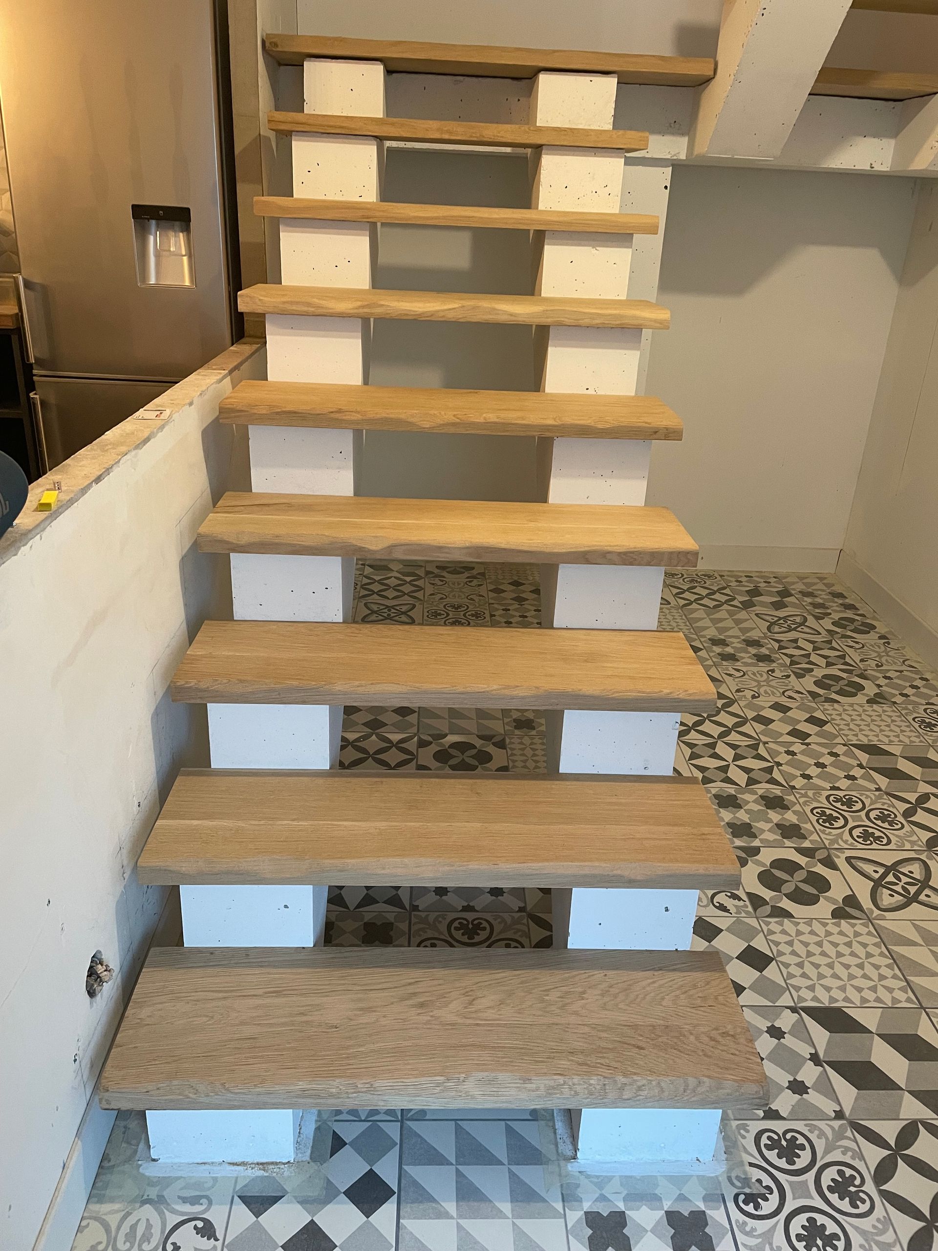 Marches d'escalier en bois vue de façe